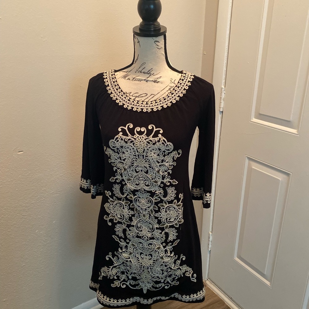 INC embroidered dress. 2/3 sleeve.  Size small